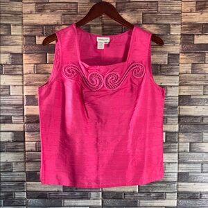 Vintage Medium Coldwater Creek Fuchsia Embroidered Blouse